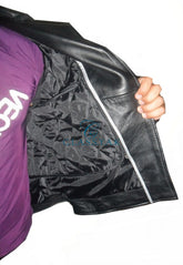 Motorcycle Genuine Leather Jacket Men Biker - Naked Cowhide